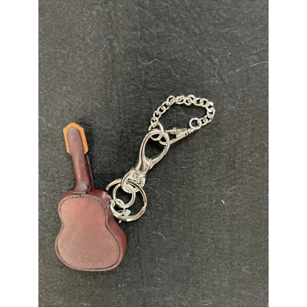 Handmade 3D Leather Guitar Keychain *VANCA* Keyring Made in Japan H65